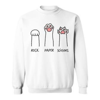Rock Paper Scissors Cat Paws Cat Lover Sweatshirt - Seseable