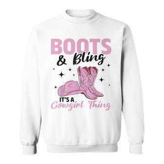 Rodeo Western Country Southern Cowgirl Hat Boots & Bling Sweatshirt | Mazezy