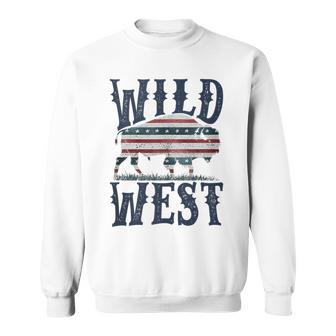 Rodeo Wild West Bull American Flag Patriotic Man Woman Patriotic Funny Gifts Sweatshirt | Mazezy
