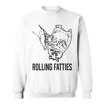 Rolling Fatties Funny Cat Cute Kitten Minimalist Graphic Paw Sweatshirt | Mazezy