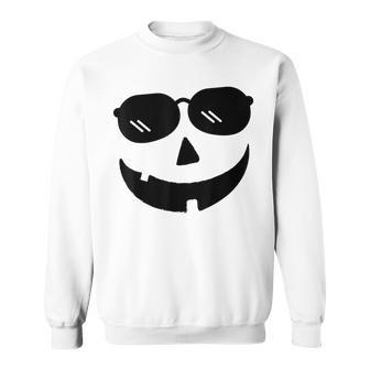 Scary Jack O Lantern Face Pumpkin Halloween Glasses Sweatshirt - Seseable