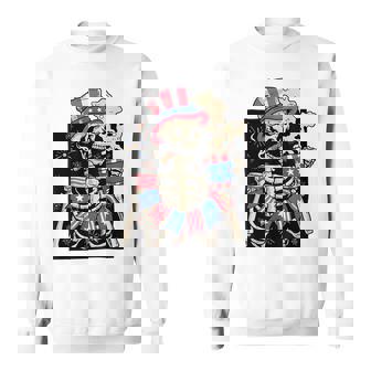 Skeleton American Flag Happy Independence Day Sweatshirt | Mazezy