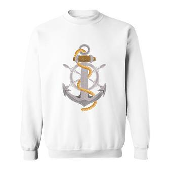 Skipper Sailor Sring Wheel Anchor Captain Sailing Sweatshirt | Mazezy