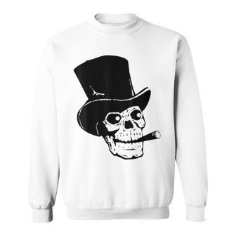 Skull With Top Hat And Cigar Standard T Cigar Sweatshirt | Mazezy