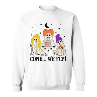 Slp Ot Pt Come We Fly Therapy Team Halloween Ghost Sweatshirt - Seseable