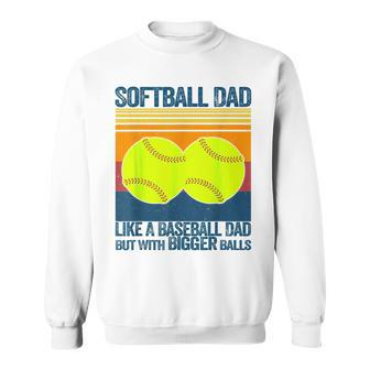 Softball Dad Like A Baseball Dad But With Bigger Balls Gifts Funny Gifts For Dad Sweatshirt | Mazezy