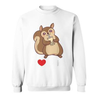 Squirrel I Love Boba Bubble Milk Tea Funny Gift Cute T Sweatshirt | Mazezy