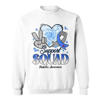 Support Squad Grey Blue Ribbon Diabetes Awareness Sweatshirt | Mazezy