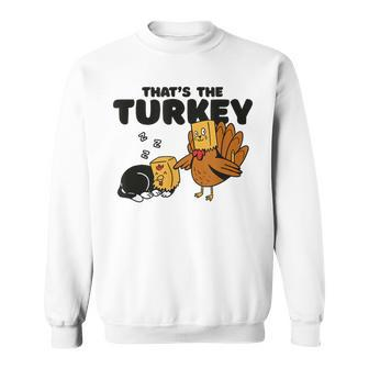 Thanksgiving Cat Fake Cat Thanksgiving Turkey Sweatshirt - Monsterry