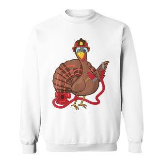 Thanksgiving Firefighter Turkey - Funny Feast Day Gift Sweatshirt | Mazezy