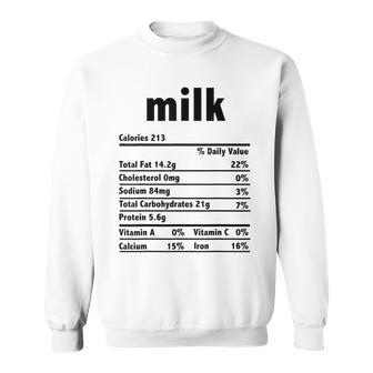 Thanksgiving Xmas Costume Nutrition Facts Milk Sweatshirt | Mazezy