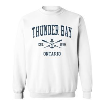 Thunder Bay Vintage Navy Crossed Oars & Boat Anchor Sweatshirt | Mazezy