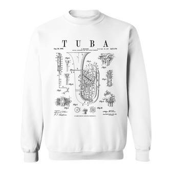 Tuba Vintage Patent Tubaist Tubist Drawing Print Sweatshirt | Mazezy