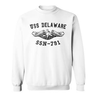 Uss Delaware Ssn-791 Attack Submarine Badge Vintage Sweatshirt | Mazezy AU
