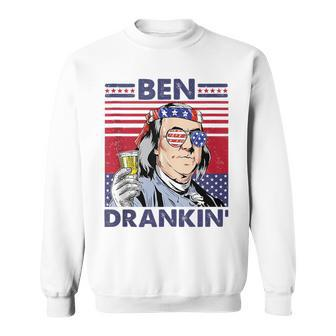 Vintage Ben Drankin Funny 4Th Of July Drinking Presidents Drinking Funny Designs Funny Gifts Sweatshirt | Mazezy