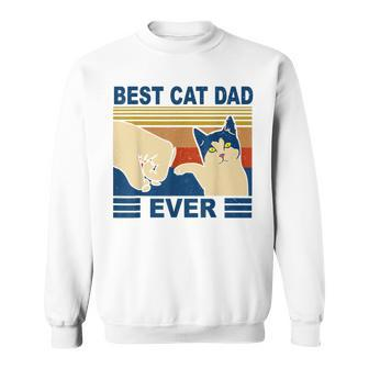 Vintage Best Cat Dad Ever Fist Bump Funny Cat Daddy Sweatshirt | Mazezy