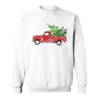 Vintage Christmas Classic Truck With Snow And Tree Sweatshirt | Mazezy