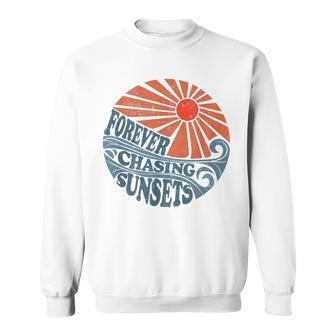 Vintage Forever Chasing Sunsets Retro 70S Beach Vacation Sweatshirt - Seseable