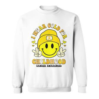 I Wear Gold Cute Smile Face For Childhood Cancer Awareness Sweatshirt - Seseable