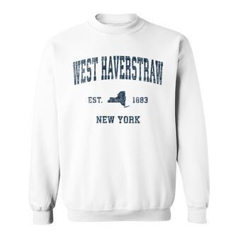 West Haverstraw New York Ny Vintage Sports Navy Print Sweatshirt | Mazezy DE