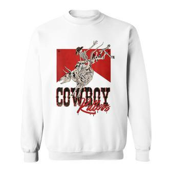 Western Cowboy Skull Punchy Killers Bull Skull Rodeo Howdy Rodeo Funny Gifts Sweatshirt | Mazezy