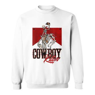 Western Cowboy Vintage Punchy Cowboy Killers Skeleton Funny Sweatshirt | Mazezy