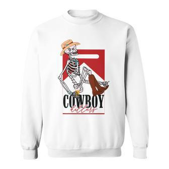 Western Cowgirl Cowboy Killer Skull Cowgirl Rodeo Girl Sweatshirt | Mazezy AU