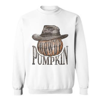 Western Fall Vibes Halloween Cowboy Cowgirl Howdy Pumpkin Sweatshirt | Mazezy