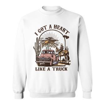 Western Sunset Cowgirl I Got A Heart Like A Truck Gift For Womens Sweatshirt | Mazezy UK