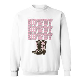 White Howdy Rodeo Western Country Southern Cowgirl Boots Sweatshirt