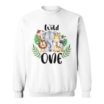 Wilde One Of The Wild One Zoo Birthday Safari Jungle Animal Sweatshirt - Seseable