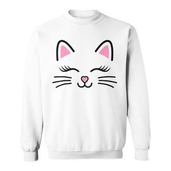 Women's Cat Face Whiskers Print Cosplay Kitty Love Halloween Sweatshirt - Monsterry DE