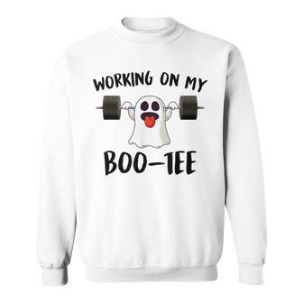 Working On My Boo Halloween Ghost Workout Gym Sweatshirt | Mazezy