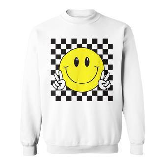 Yellow Smile Face Cute Checkered Peace Smiling Happy Face Sweatshirt - Monsterry UK