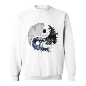 Ying Yang Balance Meditation Water Color Tai Chi Flow State Sweatshirt - Monsterry