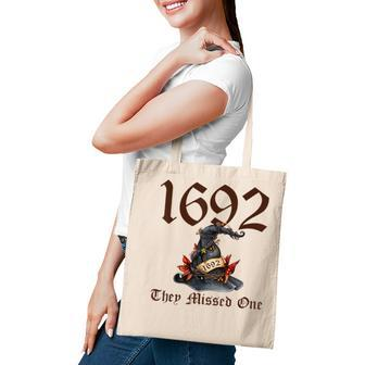 Retro Vintage Salem 1692 They Missed One Floral Witch Hat Tote Bag | Mazezy