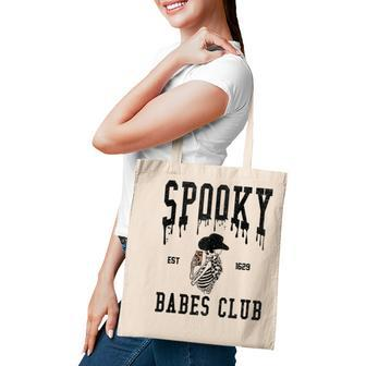 Spooky Babes Club Retro Leopard Skeleton Cowboys Western Tote Bag | Mazezy