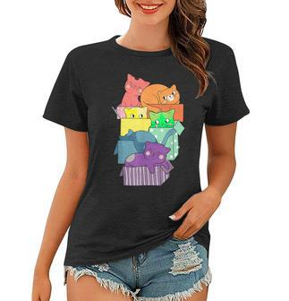 Cute Kawaii Cats Pile Lgbt Gay Pride Rainbow Flag Anime Cat Women T-shirt | Mazezy AU
