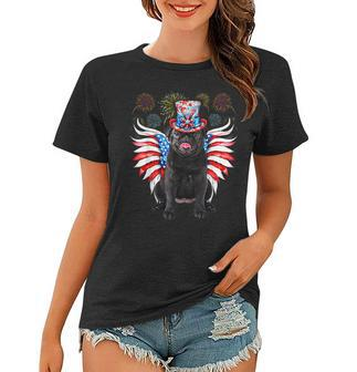 Funny Black Pug 4Th Of July Dog Usa Eagle Wing Flag Dad Mom Gifts For Mom Funny Gifts Women T-shirt | Mazezy