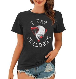 Funny Halloween Clown | I Eat Children Scary Vintage Clown Women T-shirt | Mazezy
