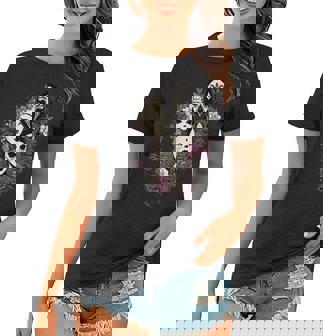 Funny Witch Sisters Vintage Spooky Vibes Halloween Party Halloween Gifts Women T-shirt | Mazezy