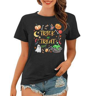 Halloween Trick Or Treat Cute And Scary Spooky Creatures Women T-shirt | Mazezy