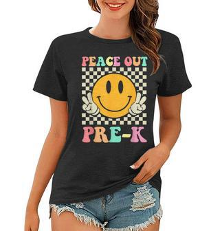 Hippie Peace Out Pre-K Teacher Kids Last Day Of School Women T-shirt - Thegiftio UK