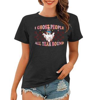 I Ghost People All Year Round Halloween Retro Ghost Fall Halloween Funny Gifts Women T-shirt | Mazezy