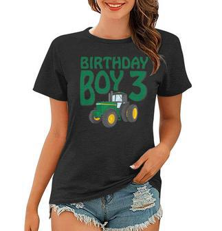 Kids 3Rd Birthday Green Farm Tractor | Three 3 Year Old Tractor Funny Gifts Women T-shirt | Mazezy