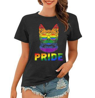 Lgbt Cat Gay Pride Lgbtq Rainbow Flag Cool Sunglasses Women T-shirt - Thegiftio UK