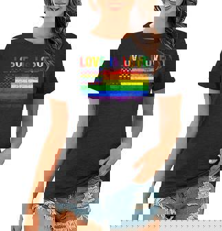 Lgbtq Love Is Love Gay Pride Lgbt Rainbow Retro Usa Flag Women T-shirt | Mazezy