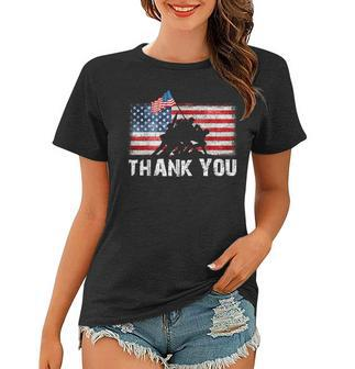 Patriotic American Flag Thank You Memorial Day Veteran Women T-shirt - Thegiftio UK