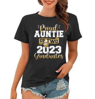Proud Auntie Of Two 2023 Graduates Funny Class Of 23 Senior Women T-shirt - Thegiftio UK