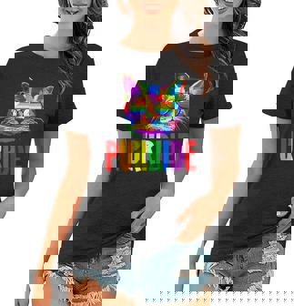 Purride Lgbt Cat Lovers Gay Pride Month Lgbtq Rainbow Women T-shirt | Mazezy